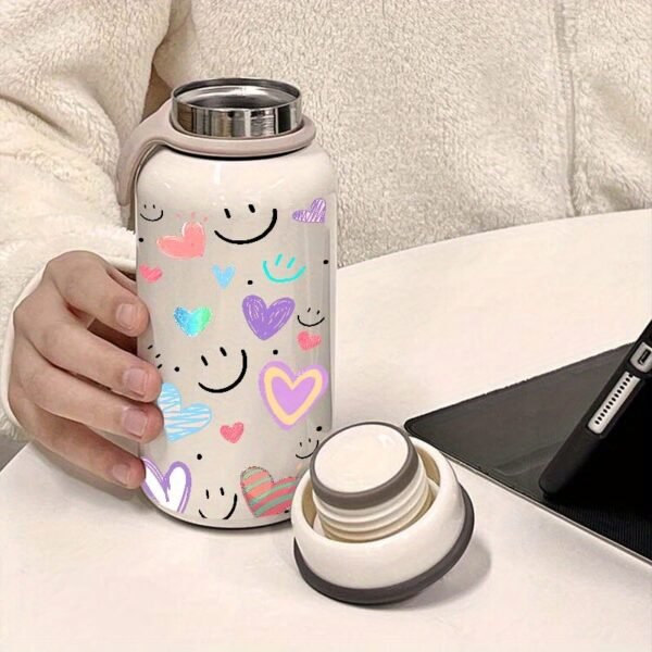 400ml Happy Face Stainless Steel Insulated Cup with Lanyard