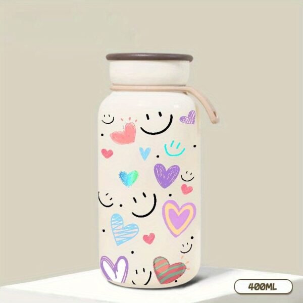 400ml Happy Face Stainless Steel Insulated Cup with Lanyard