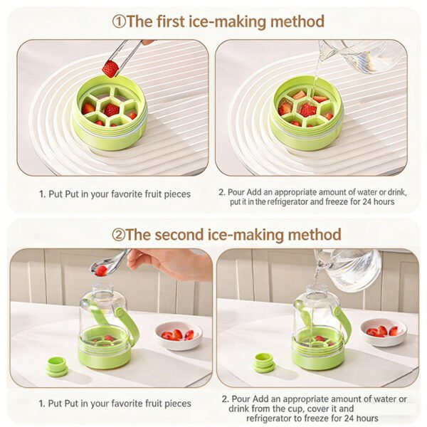 Portable Ice Cube Maker Bottle with Storage Jug