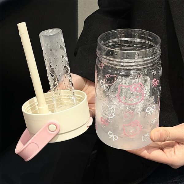 Sanrio Hello Kitty Pink Straw Tumbler with Handle