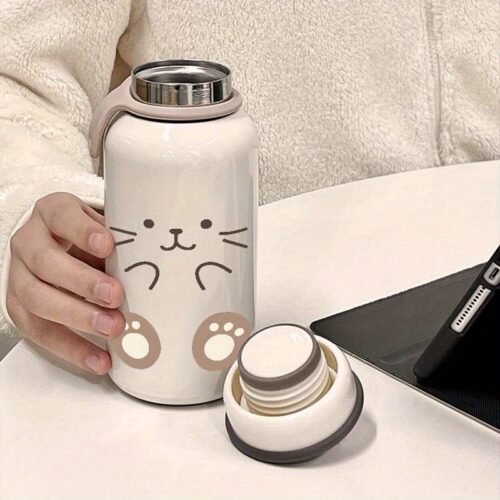 Cute Cat 304 Stainless Steel Vacuum Cup with Lanyard