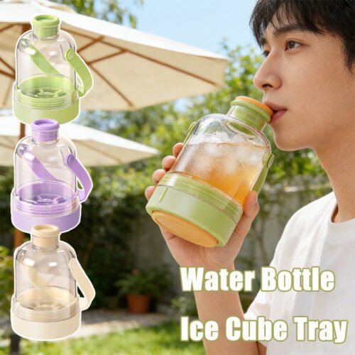 Portable Ice Cube Maker Bottle with Storage Jug